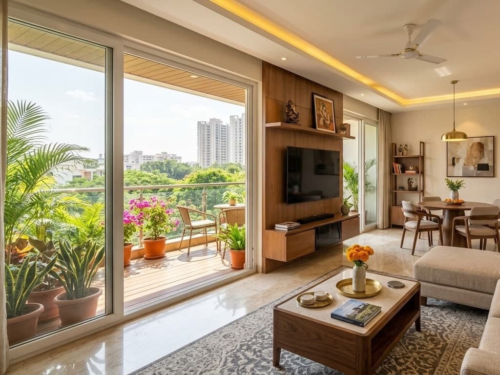 Living room opening onto the balcony